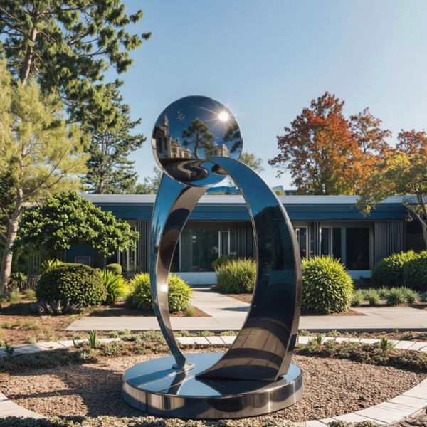 Large Outdoor Garden Abstract Art Metal Mirror Polished Stainless Steel Sculpture Hotels Outdoor Metal Crafts
