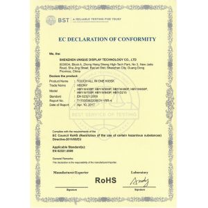 Shenzhen Unique Display Technology Co.,Ltd Certifications