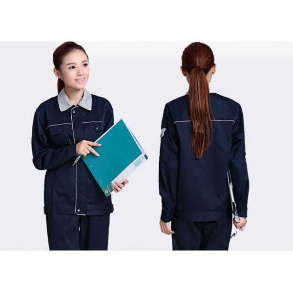 Eco - Friendly Industrial Work Uniforms Cuff Snap Design With Pocket On Sleeve