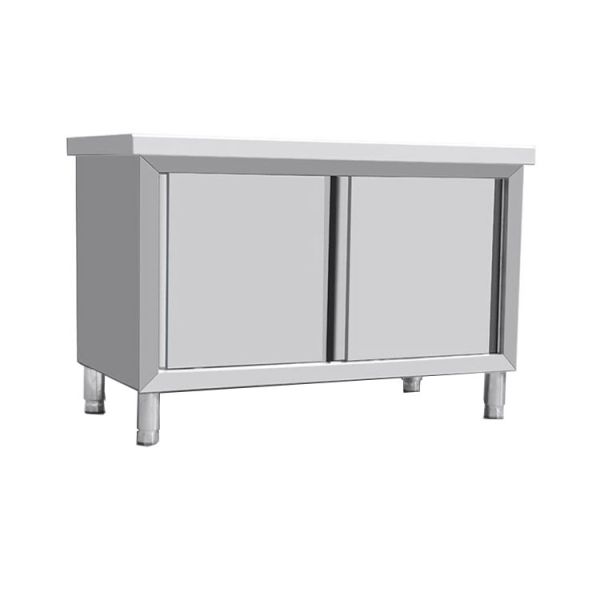 Stainless steel kitchen cabinet, no sink. with marble top.