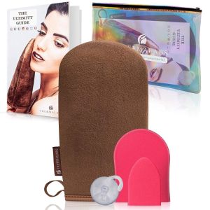 Quality Washable And Reusable Self Tanning Mitt Applicator For Back Face Body Double Side Microfiber Sunless Tanner Glove for sale
