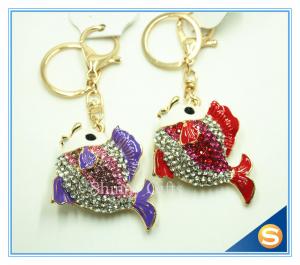 Quality Lovely Goldfish Fish Cute Crystal Rhinestone Charm Pendant Purse Car Key Ring Keychain Party Favorite for sale