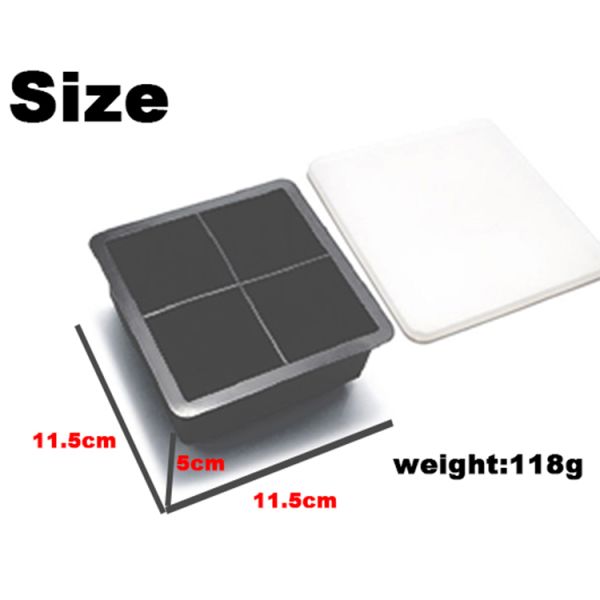 BPA Free 4 Holes Silicone Ice Mold 11.5cm Snack Fruit Storage Ice Cube Tray With Lid