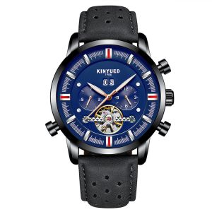 KINYUED J019-5 Tourbillon automatic mechanical genuine leather business