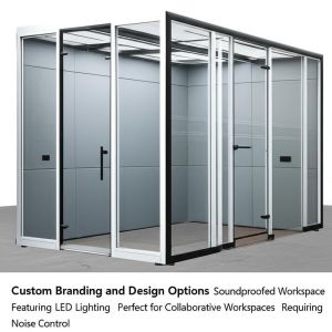China Custom Branding and Design Options Soundproofed Workspace Featuring LED Lighting Perfect for Collaborative Workspaces Requiring Noise Control on sale