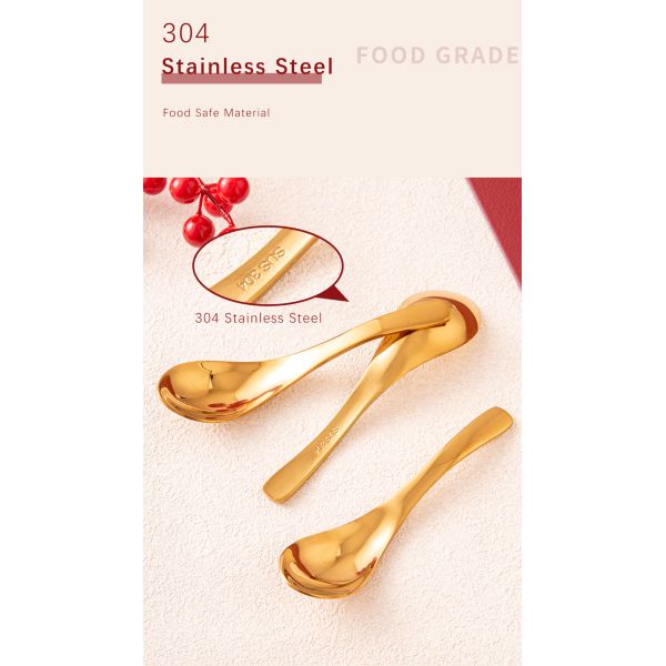 Party Essential Stainless Steel Gold Spoon Set With Red Chopsticks Chinese Style