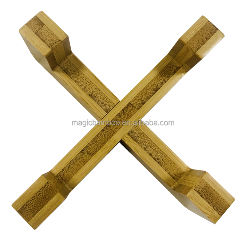 Single Multicolor Dog Bowl Holder Made of Natural Bamboo Add Bowl 7.5cm Height for Outdoor