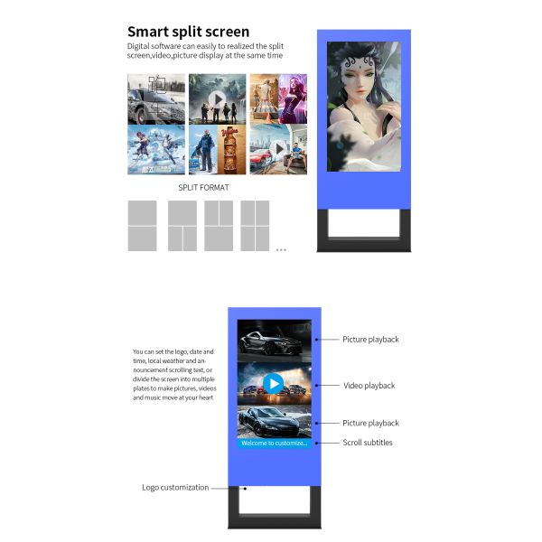 49in Dual Screen Advertising LCD Digital Signage With AC