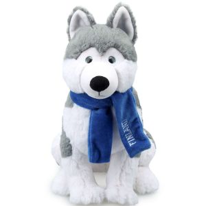 Short Plush Simulation Husky Stuffed Toy With Scarf ISO9001