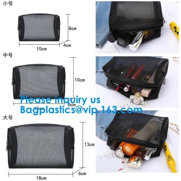 Women's cosmetics Travel cosmetic bag,Nylon Mesh Cosmetic Makeup Bag,Promotional
