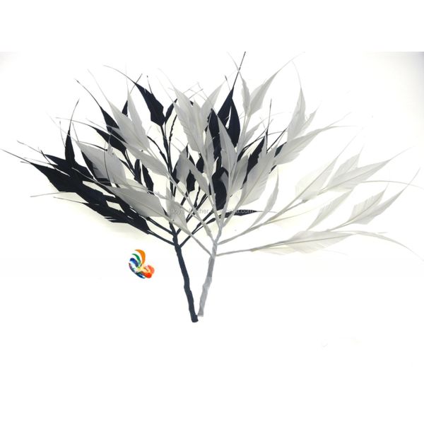 Mother's Day Party Decoration Stripped Goose Feather Flower Mount with Wire Accessory