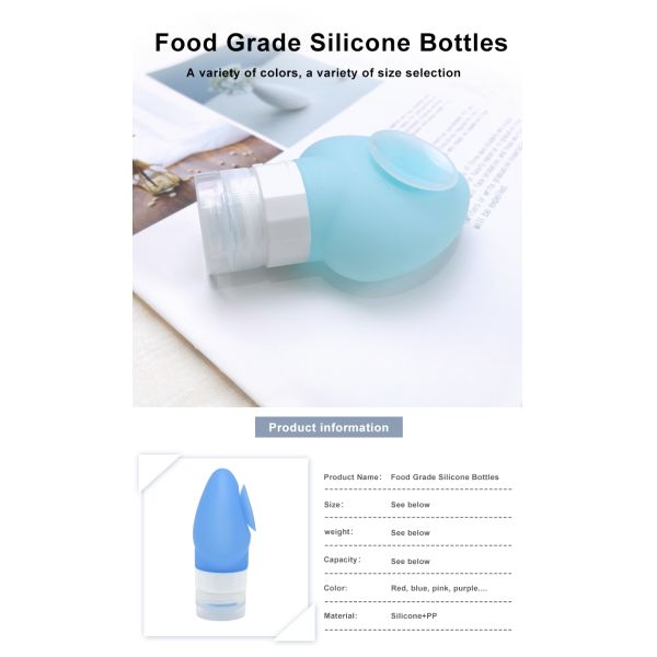 78Ml Portable Soft Cute heart Silicone Travel Bottle Set With Suction Cup