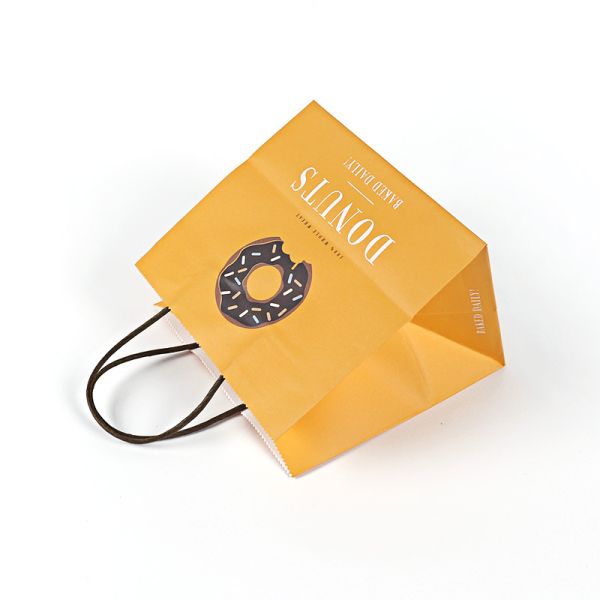 Custom Order Donut Sandwich Kraft Paper Bags With Twisted Handles for Food Industrial