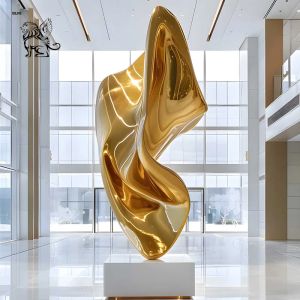 Gold Flower Stainless Steel Sculpture Lobby Metal Abstract Art Hotel Villa