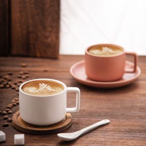Sustainable Ceramic Coffee Mug Set For Afternoon Tea And Cappuccino In Matt