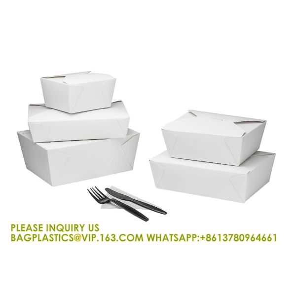 Buy 110 oz Paper Take Out Containers White Lunch Meal Food Boxes #1, Disposable Storage To Go Packaging at wholesale prices