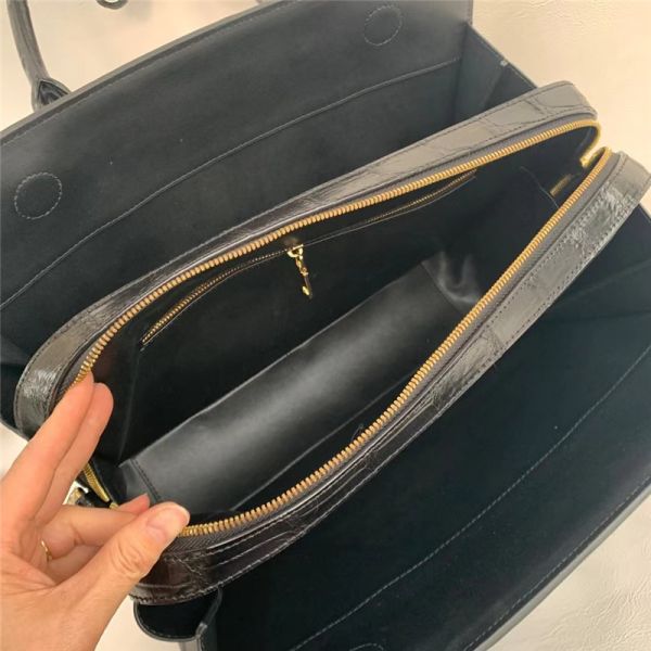 Authentic Real True Crocodile Belly Skin Businessmen Briefcase Bag Genuine Alligator Leather Male Large Black Handbag