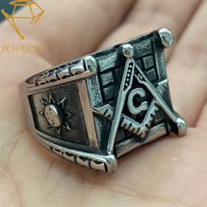 Stainless Steel Antique Men'S Masonic Ring
