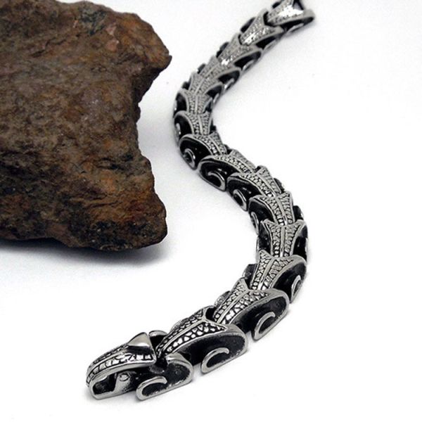 Men's Titanium Stainless Steel Bracelet Vintage Style 8 Inches (JCE245)