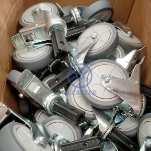 4" Expanding TPR Lockable Trolly Cart Casters Soft Trolley Wheels With Covers