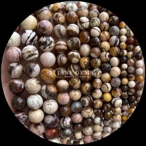 Gemstone Cut Round Gems Bead Zebra Jasper Mahagony Obsidian Various Types