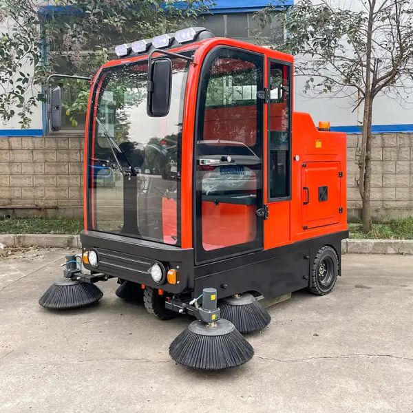 Electric All Closed Cab Floor Sweeper Driving Type Road Sweeper Street Cleaning Machine