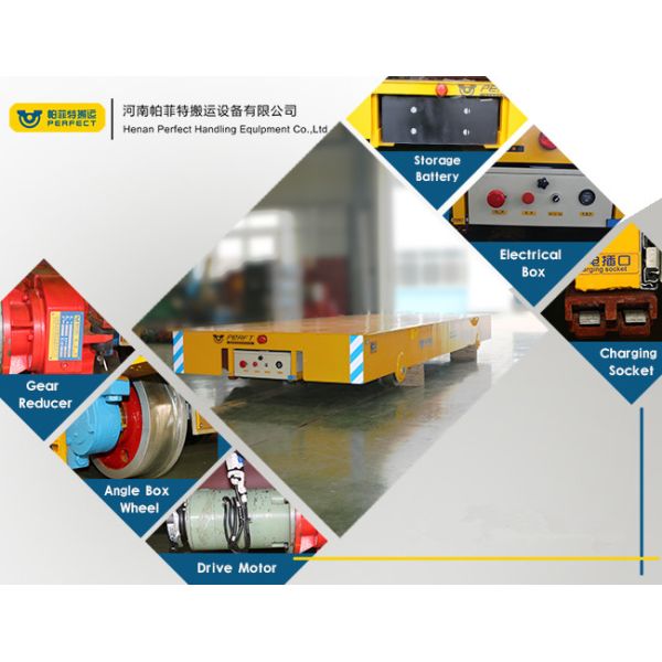 Heavy Load Steel Rail Wheels Heavy Duty Industrial Carts Motorized Transfer Trolley