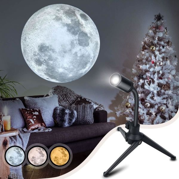 Buy USB Charging Moon Lamp with 3 Lighting Color  Angle Bendable Brightness Adjustable Moon Atmosphere Projector night light at wholesale prices