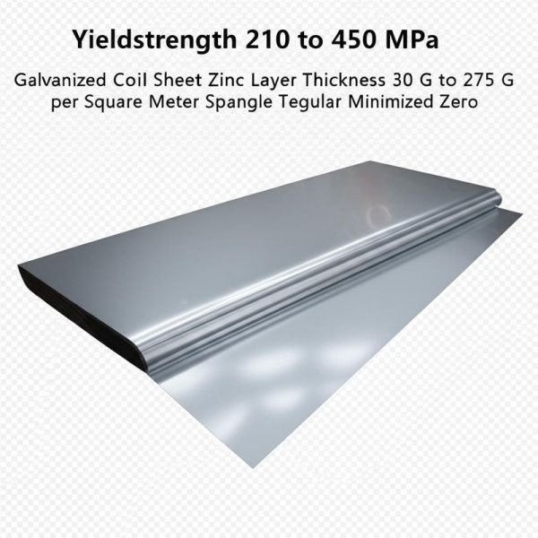 Galvanized Coil Sheet with Yield Strength 210-450 MPa and Zinc Layer Thickness