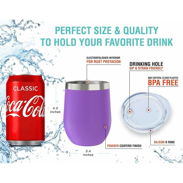 Ecoffee Double Wall Vacuum Insulated egg shaped wine tumbler, 12oz egg shaped mug cup stainless steel