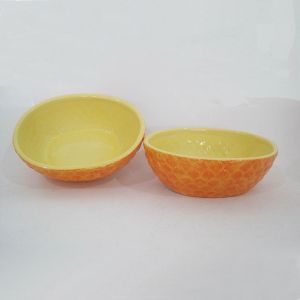 Ceramic 2D Pineapple Serving Bowl Dishwasher Safe For Salad