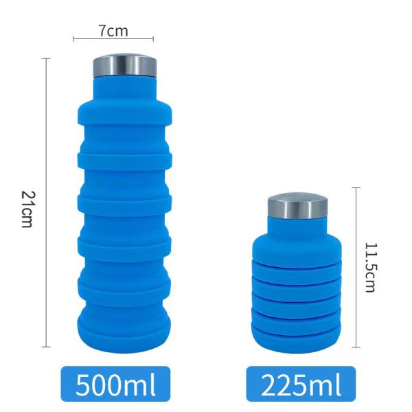 Reuseable Collapsible Water Bottle BPA Free Silicone Foldable Water Bottles For Travel Gym Camping Hiking