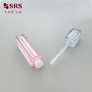 SLS010-4.5ML Square Clear Matte Frosted Makeup Lip Gloss Bottle With Brush