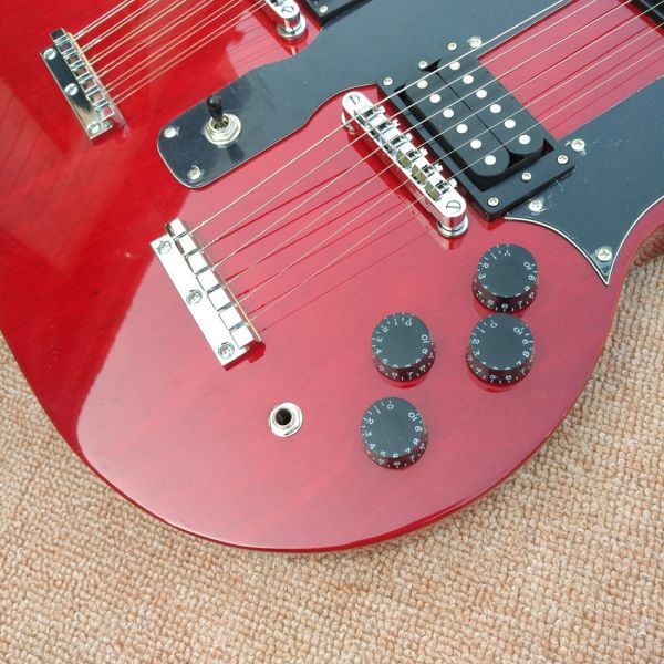Red EDS1275 Custom Shop double Neck Electric Guitar 6/12 strings Wholesale Musical Instruments