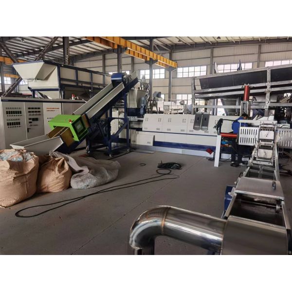 Double Stage Single Screw Extruder Automatic PE Film Washing System Electrical Heating