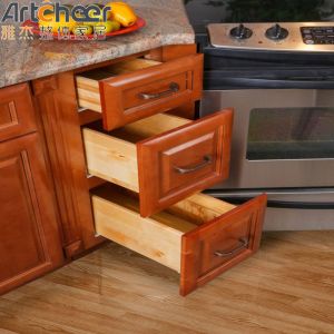 Solid Wood Kitchen Cabinet with Wall Hang Cabinet and PVC Membrane Surface