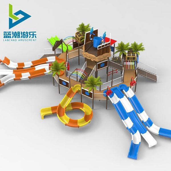 Customized Children Aqua Playground Fiberglass Slide Style Water Park Equipment