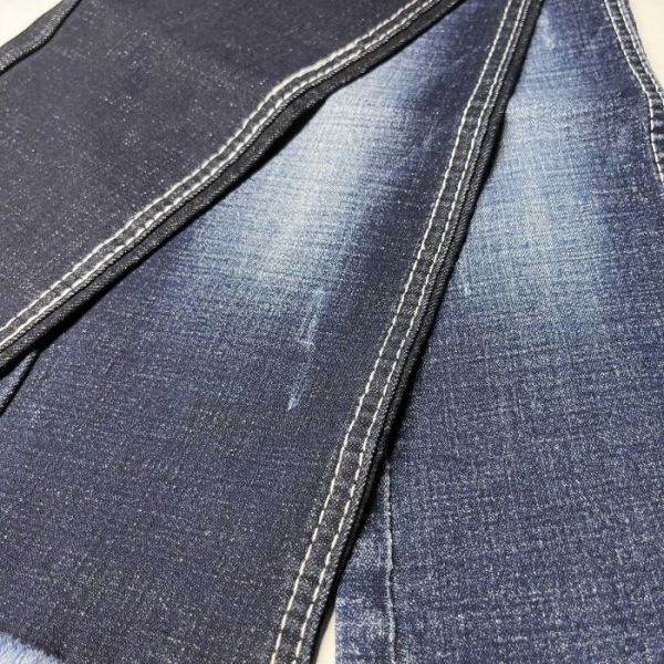 Buy Blue Slub Denim Twill Weave Fabric Material 10.8 Oz at wholesale prices