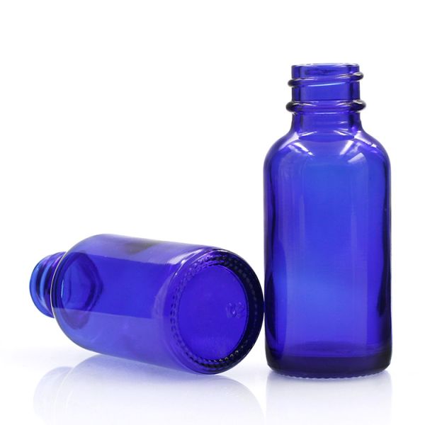 Blue Glass 1 Oz Boston Round Bottles 30ml For Skin Care Products
