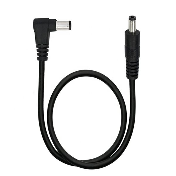 90 Degree Right Angle Male to Straight Male 5.5x2.1mm Barrel Jack DC Power Extension Cable