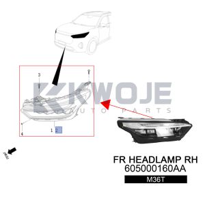 OEM 605000160AA High Quality Front Headlight Assembly-RH For Chery Exeed VX