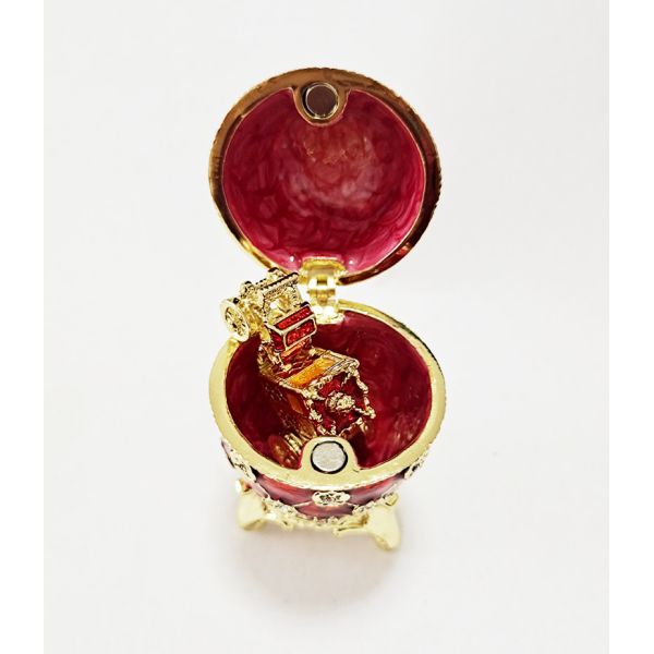 Decorative Earring Ring Trinket Holder Box Hand Painted Faberge Egg Style Hinged Jewelry Box Case for Home Ornament