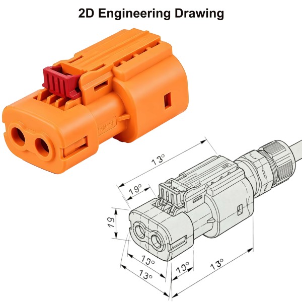 2-Pin EV High Voltage Interlock Connector (Straight) | RitianLink