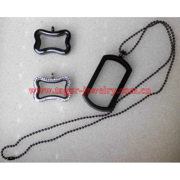 Dog Bone Dogtag Shaped Magnetic Stainless Steel Locket,Glass Memory Floating Lockets