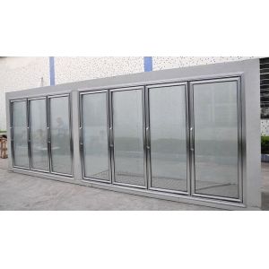 Supermarket giass door cold storage room frozen food upright display refrigerato