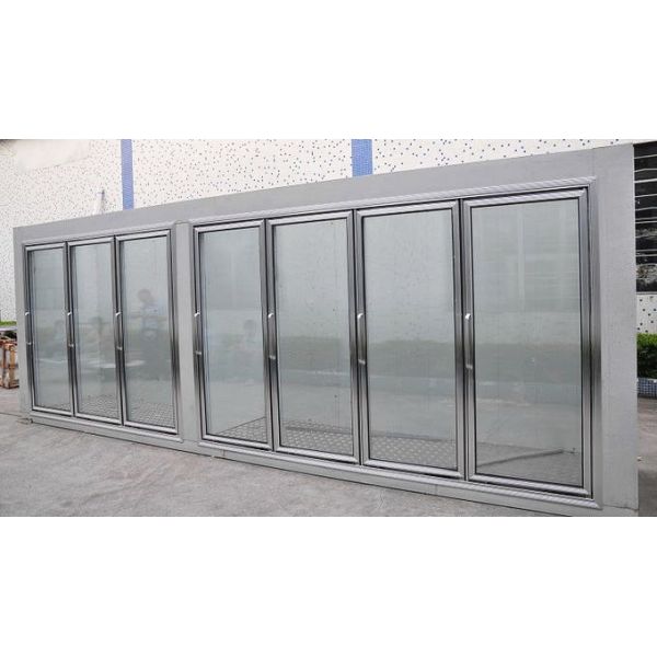 Supermarket giass door cold storage room frozen food upright display refrigerato