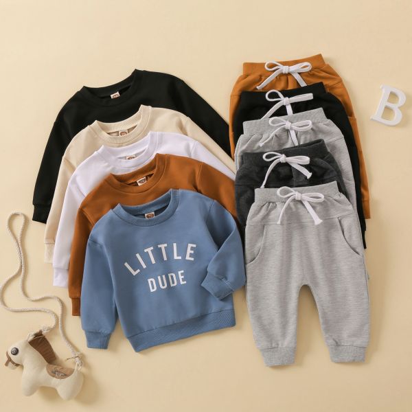 Buy Children'S Letter Print Long Sleeved Clothes Two Piece at wholesale prices