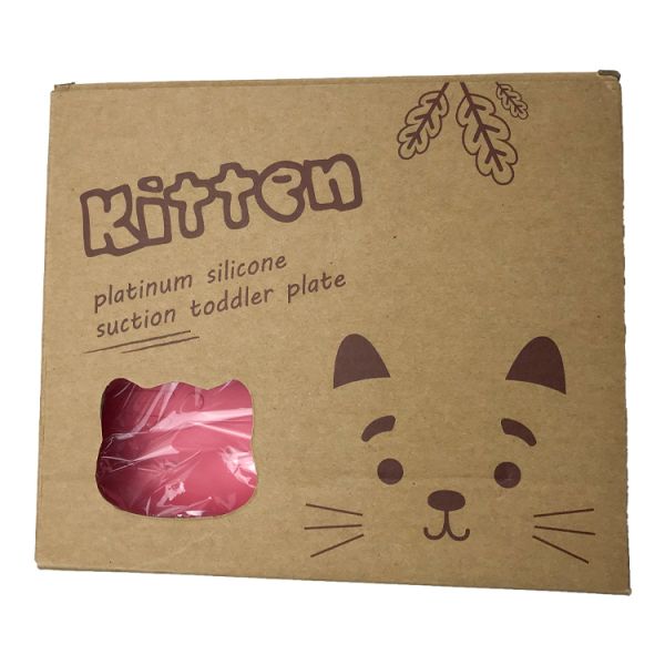 Silicone Suction Plate Oem Customized Food Grade Cat Shape Kids Feeding Set Baby