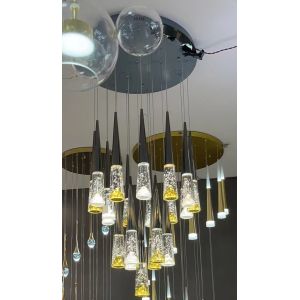 Nordic Light Luxury Silver Mountain Crystal Chandelier for Villa Duplex Stairwell