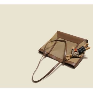 ODM Ladies Tote Handbag 32cm 27cm Old Khaki Leather Bags